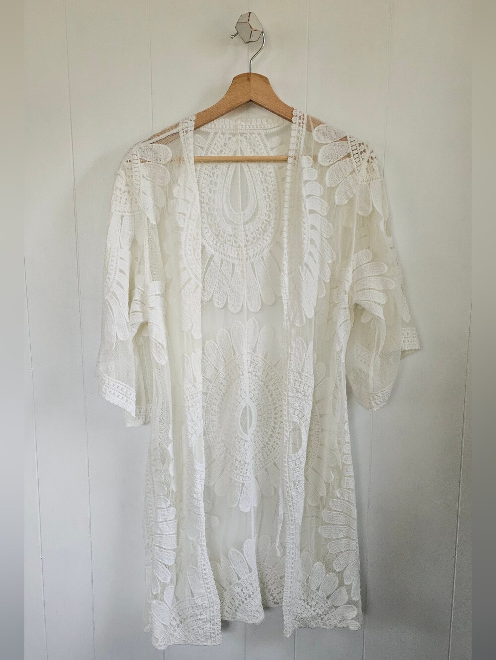 White Crochet Lace Kimono Cover-Up